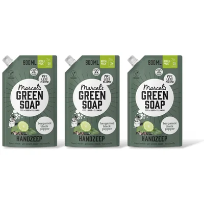 Marcel's Green Soap Handzeep bergamot black pepper 3pack
