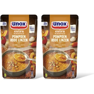 Unox Unox Pompoen rode linzensoep 2-pack
