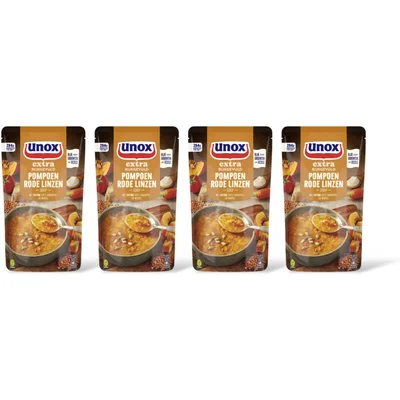Unox Unox Pompoen rode linzensoep 4-pack