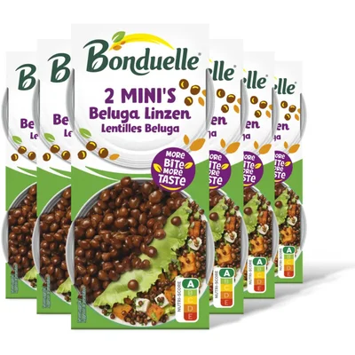 Bonduelle Bonduelle Beluga linzen 2 mini's 6-pack