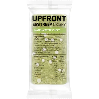 Upfront Eiwitreep crispy matcha witte choco