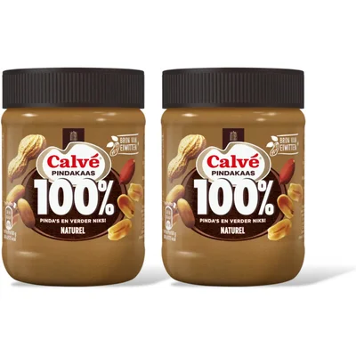 Calvé 100% Naturel pindakaas 2-pack