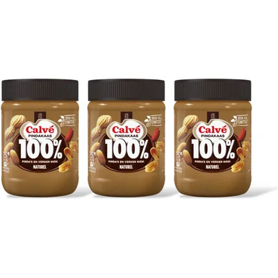 Calvé 100% Naturel pindakaas 3-pack