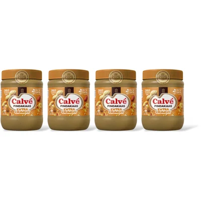 Calvé Extra crunchy pindakaas 4-pack