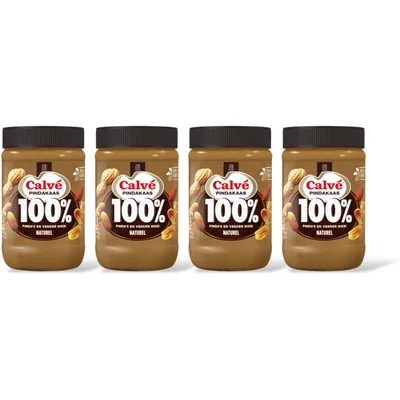 Calvé Pindakaas 100% pinda's fijn 4-pack