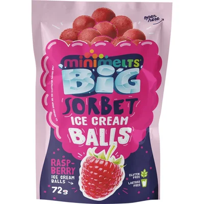 Mini Melts Ice cream sorbet balls raspberry