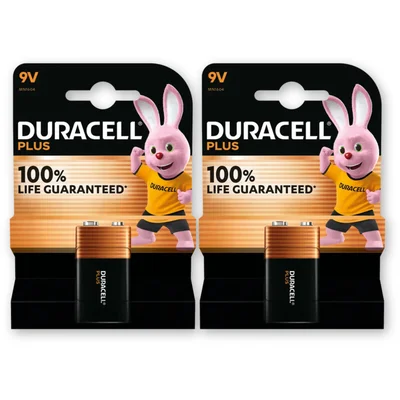 Duracell Plus 9V-alkaline batterijen 6LR61 2-pack