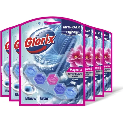 Glorix Pink magnolia blauw water wc-blok 6-pack