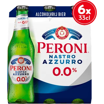 Peroni - Nastro Azzurro - 0,0% Alcoholvrij - Fles - 6 x 330ML