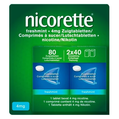 Nicorette Nicotine Freshmint 4mg Suikervrije Zuigtabletten