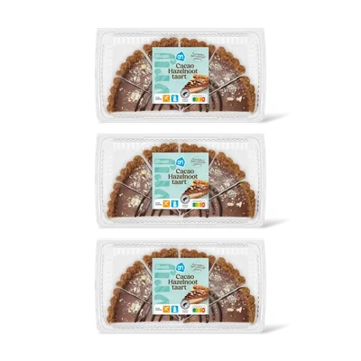 AH Glutenvrij Cacao hazelnoot taart 3-pack
