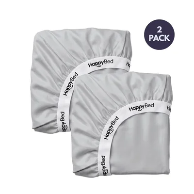 HappyBed 2 hoeslakens 90x200+35cm grey