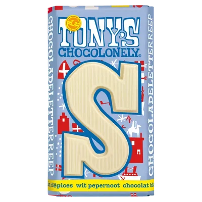 Tony's Chocolonely Witte chocolade letterreep pepernoot S