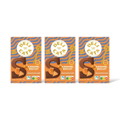Delicata Chocoletter melk karamel biscuit 3-pack