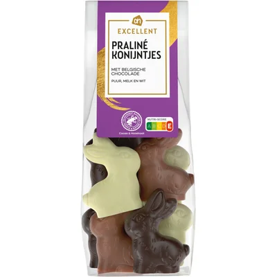 AH Excellent Praliné konijntjes puur, melk en wit