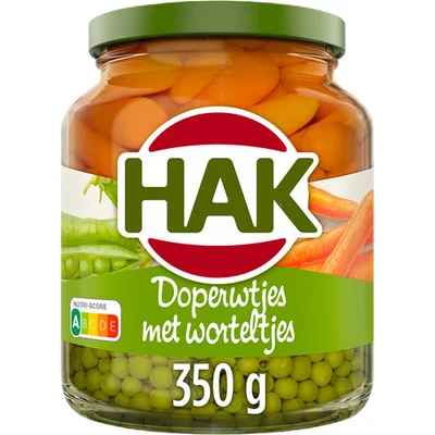 Hak Doperwtjes met worteltjes