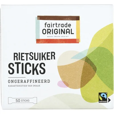 Fairtrade Original Ruwe rietsuiker sticks