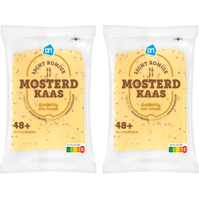 AH Licht romige mosterdkaas 45+ plak 2-pack