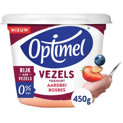 Optimel Yoghurt vezels aardbei bosbes