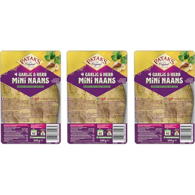 Patak's Mini naan garlic & coriander 3-pack