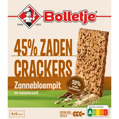 Bolletje 45% zaden crackers zonnebloempit