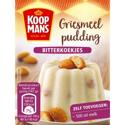 Koopmans Griesmeelpudding bitterkoekjes