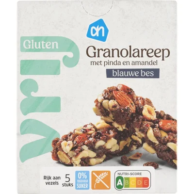 AH Glutenvrij Granolareep pinda en amandel blauwe bes