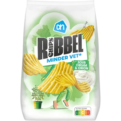 AH Ribbelchips sour cream & onion minder ve