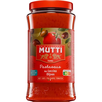 Mutti Pastasaus met leccino olijven