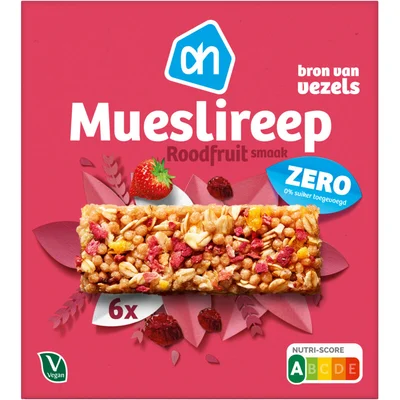 AH Mueslireep rood fruitsmaak zero