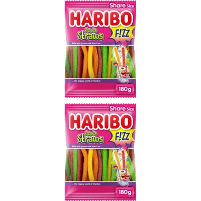 Haribo Soda Straws f!zz zuur 2-pack