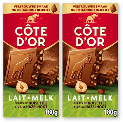 Côte d'Or melk stukjes hazelnoot 2-pack