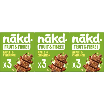 Nakd Fruit & fibre bars apple & cinn 3-pack
