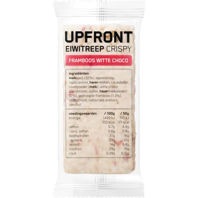 Upfront Eiwitreep crispy framboos witte choco
