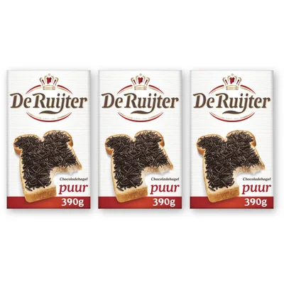 De Ruijter Chocoladehagel puur 3-pack