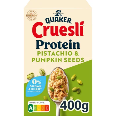 Quaker Cruesli proteine pistachio pumpkin seeds