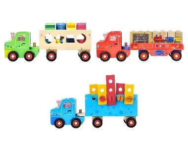 Houten vrachtwagen met aanhanger